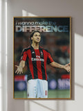 Zlatan Ibrahimovic Poster - The Lion Art - AC Milan Legend - Instant HD Download + FREE Smartphone Wallpaper
