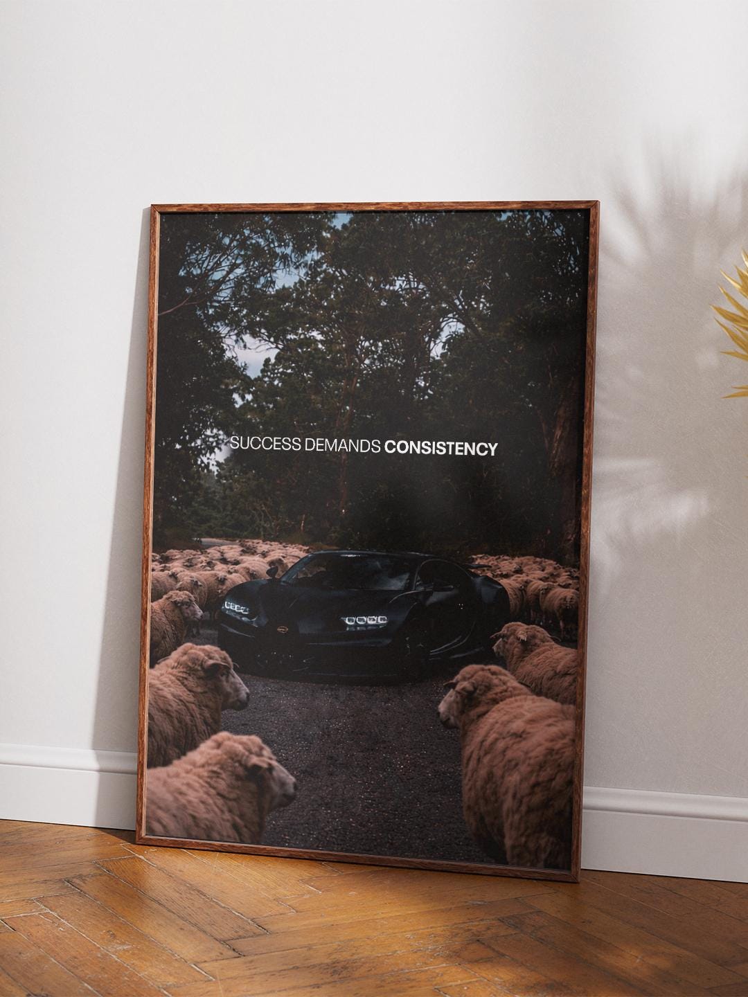 Bugatti Digital Poster + FREE Wallpaper - Success Consistency - Supercar Wall Art - Luxury Motivational Print - Home Office Decor